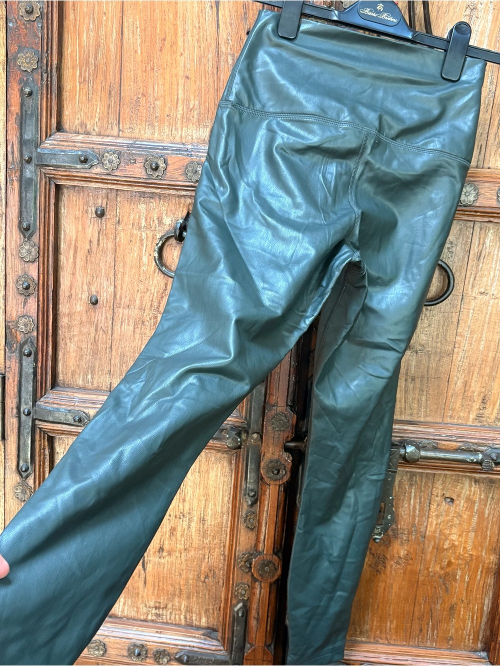 90 Degree by Reflex Black Faux Leather Fleece Lined Leggings Size Medium M